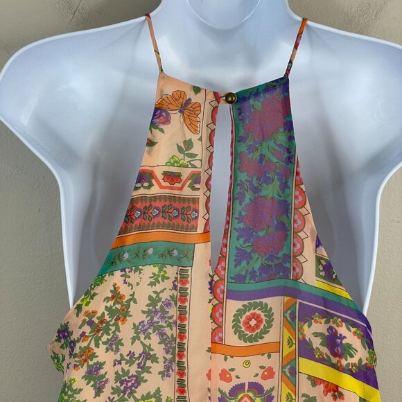 Womens Boho Chic Festival Top Size S Fairycore Floral Flowy Butterfly Naturecore - Picture 8 of 13